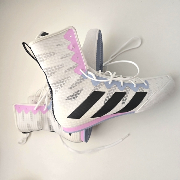 ADIDAS Box Hog 4 Boxing Boots White Grey Lilac Womens 10.5 - Picture 5 of 16